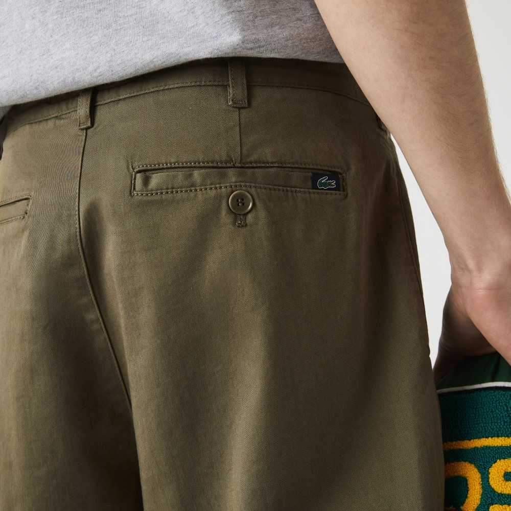 Khaki Green Lacoste Regular Fit Stretch Organic Cotton Bermuda Shorts | YIDMPC-024