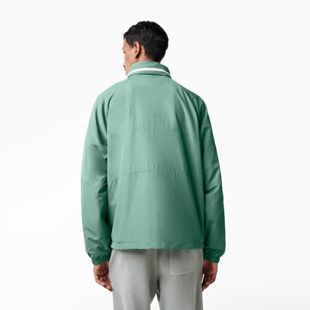 Khaki Green Lacoste Removable Hood Water-Repellent Jacket | GMPNEJ-201