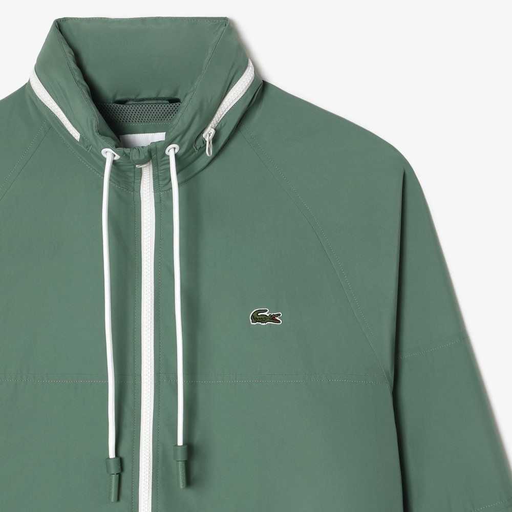 Khaki Green Lacoste Removable Hood Water-Repellent Jacket | GMPNEJ-201