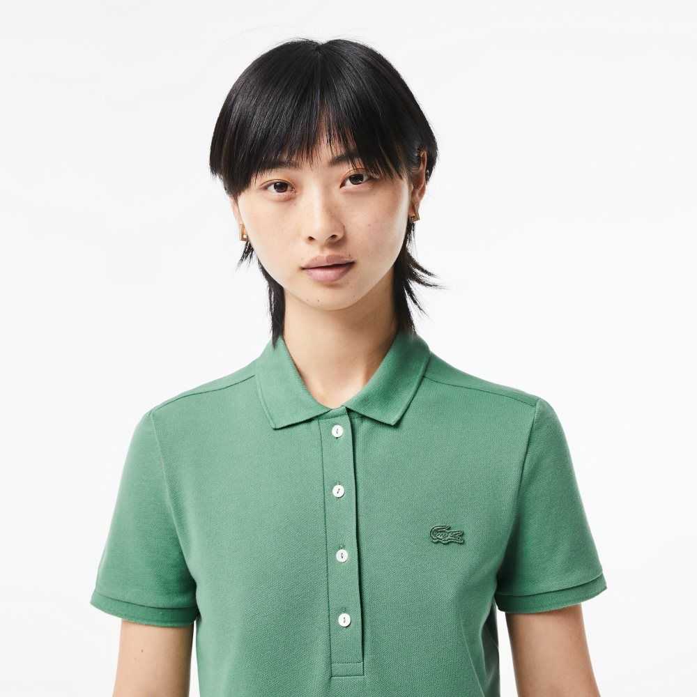 Khaki Green Lacoste Slim Fit Stretch Cotton Pique Polo | TQHYIG-529