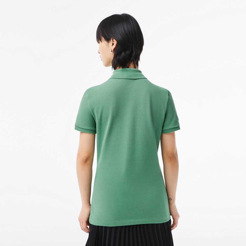 Khaki Green Lacoste Slim Fit Stretch Cotton Pique Polo | TQHYIG-529