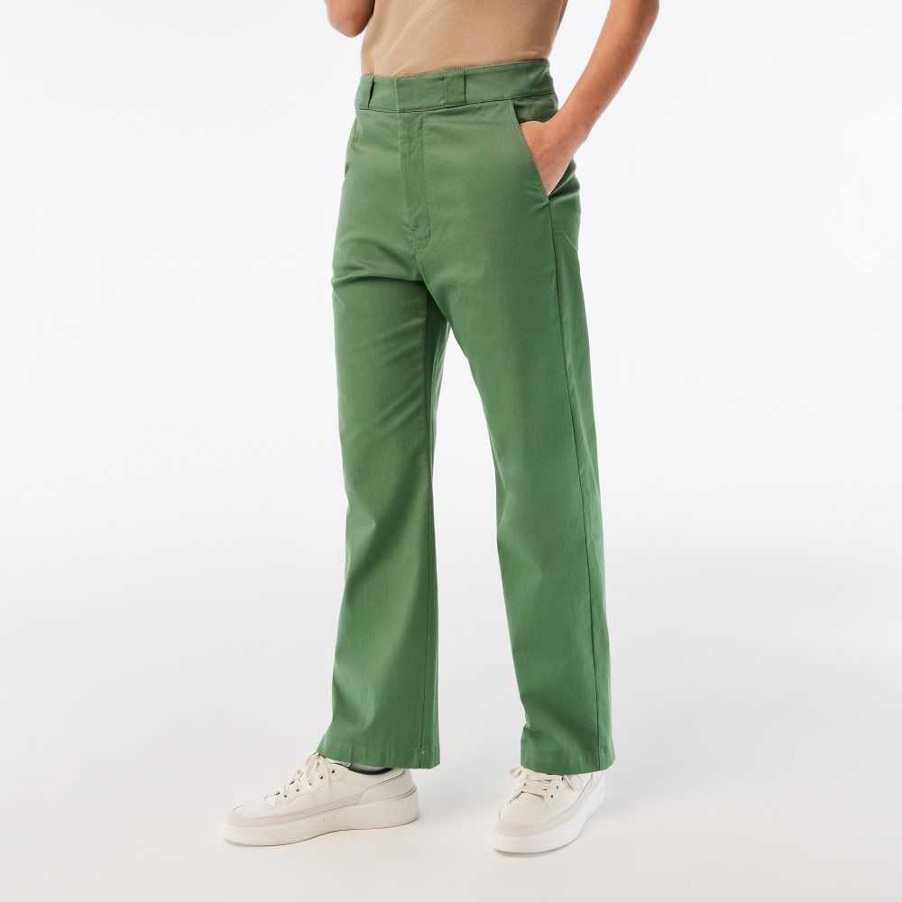 Khaki Green Lacoste Stretch Gabardine Pants | FLQSYA-139