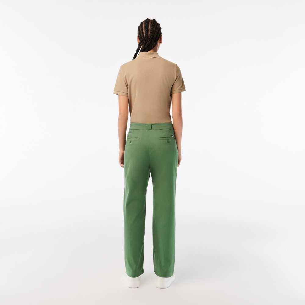 Khaki Green Lacoste Stretch Gabardine Pants | FLQSYA-139