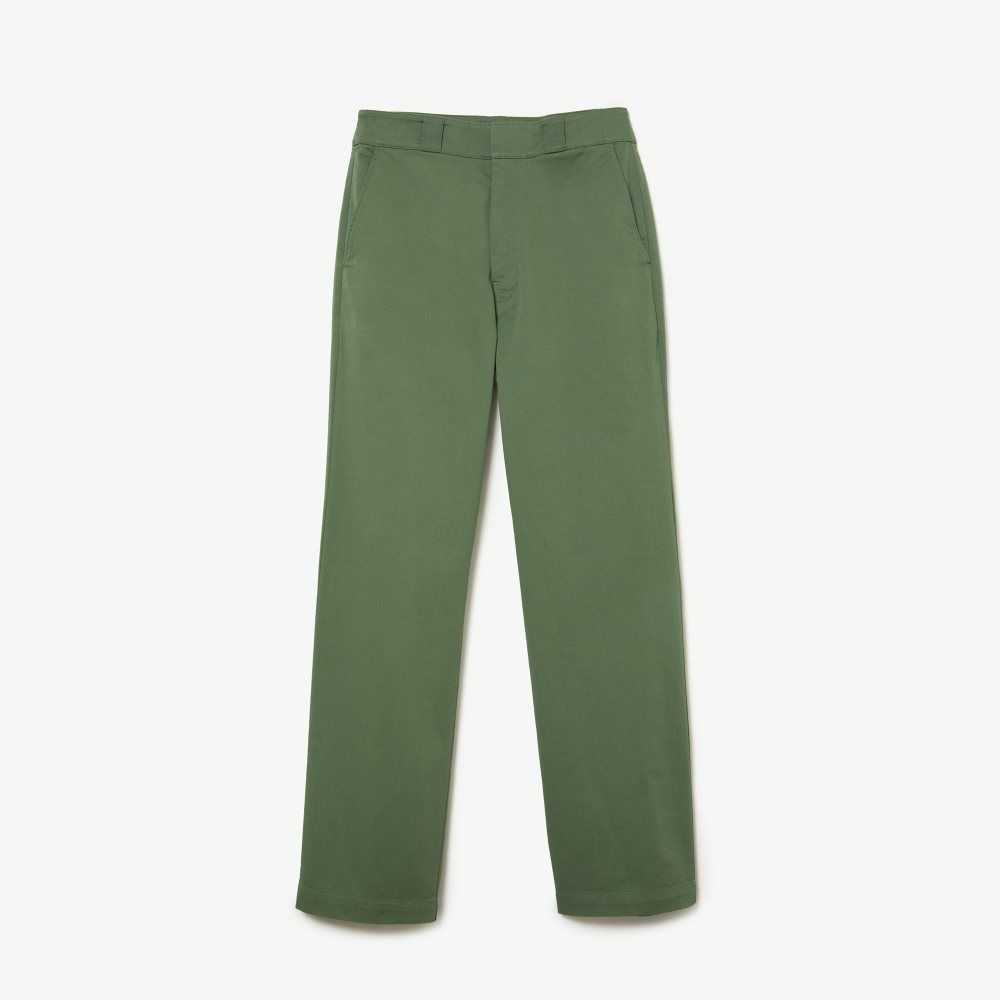 Khaki Green Lacoste Stretch Gabardine Pants | FLQSYA-139