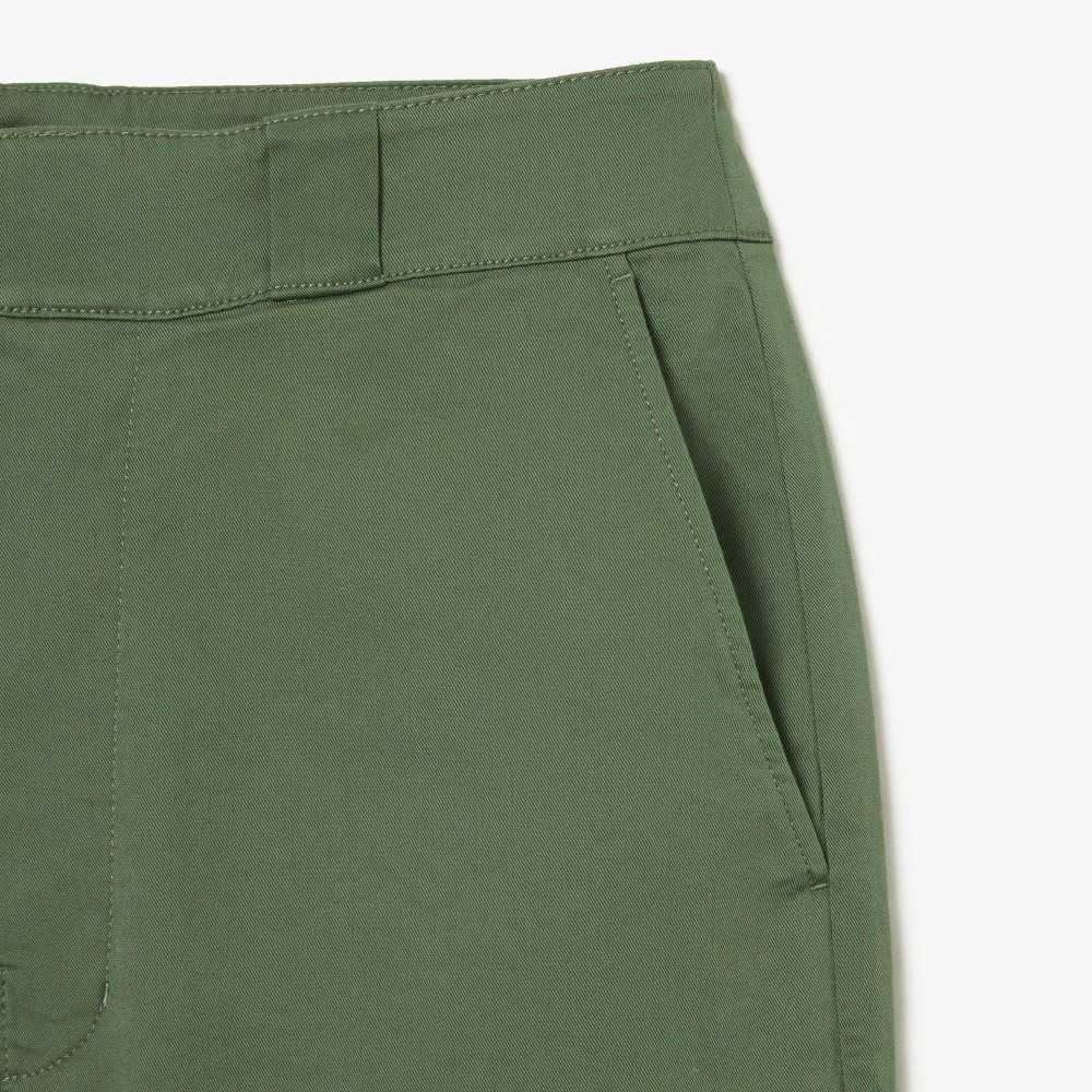 Khaki Green Lacoste Stretch Gabardine Pants | FLQSYA-139