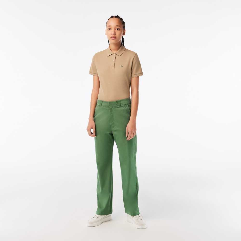 Khaki Green Lacoste Stretch Gabardine Pants | FLQSYA-139