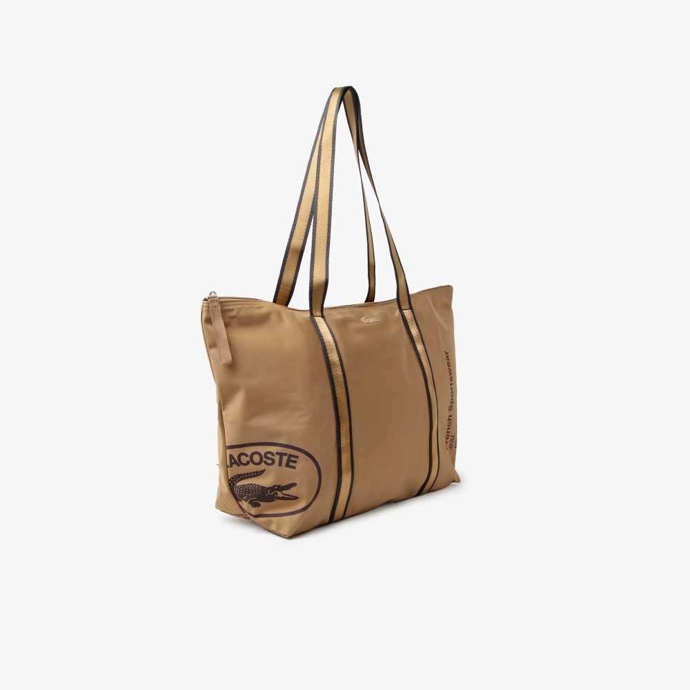 Leafy Noir Lacoste Collapsible Shopping Bag | HIGLEK-472