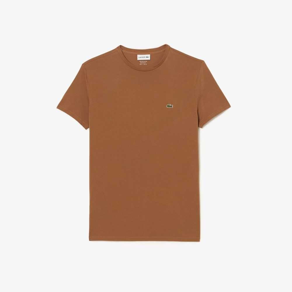 Light Brown Lacoste Crew Neck Pima Cotton Jersey T-Shirt | EMDPBQ-248