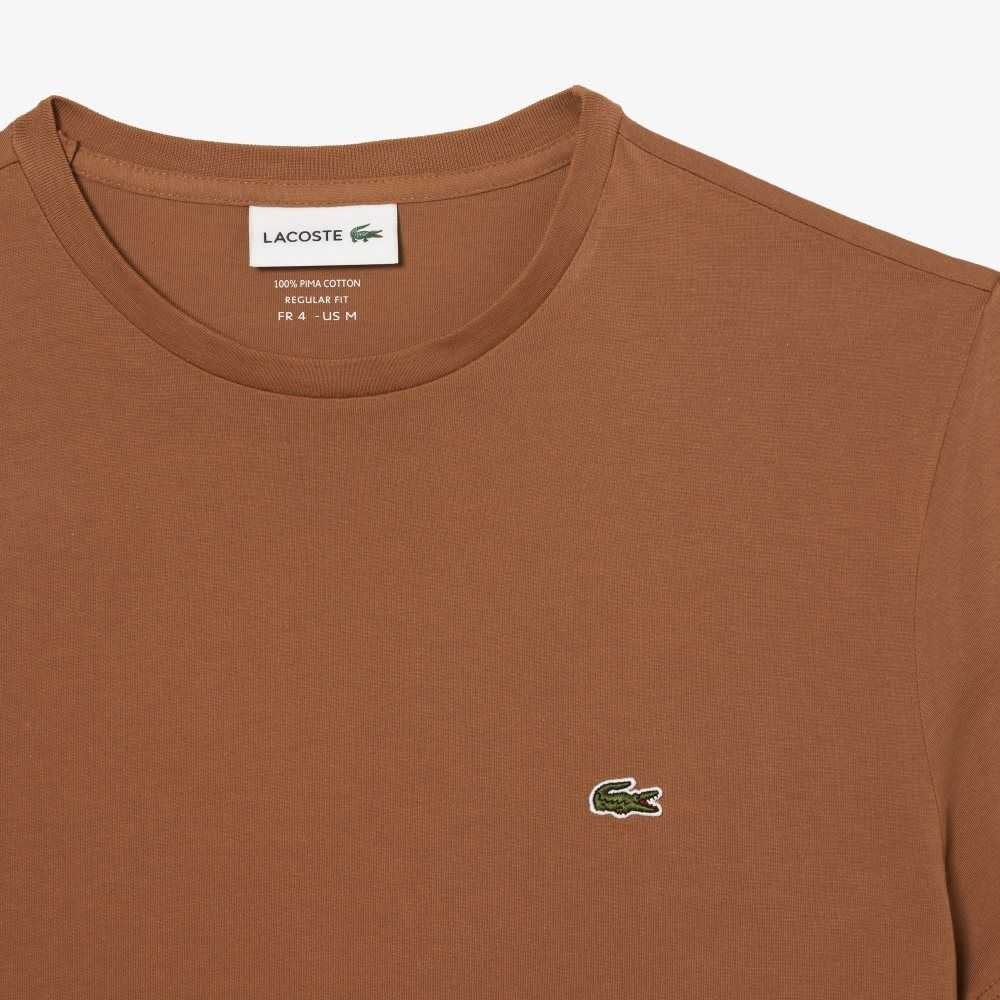 Light Brown Lacoste Crew Neck Pima Cotton Jersey T-Shirt | EMDPBQ-248