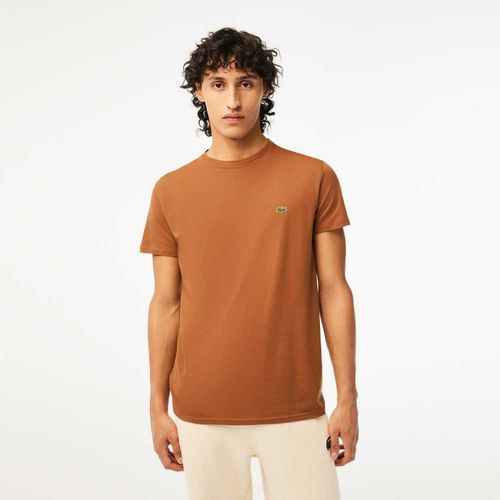 Light Brown Lacoste Crew Neck Pima Cotton Jersey T-Shirt | EMDPBQ-248