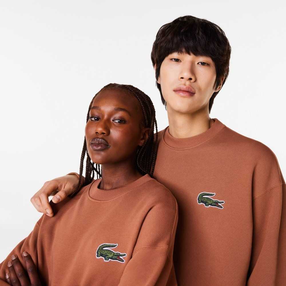 Light Brown Lacoste Loose Fit Crocodile Badge Sweatshirt | XGKSYQ-793