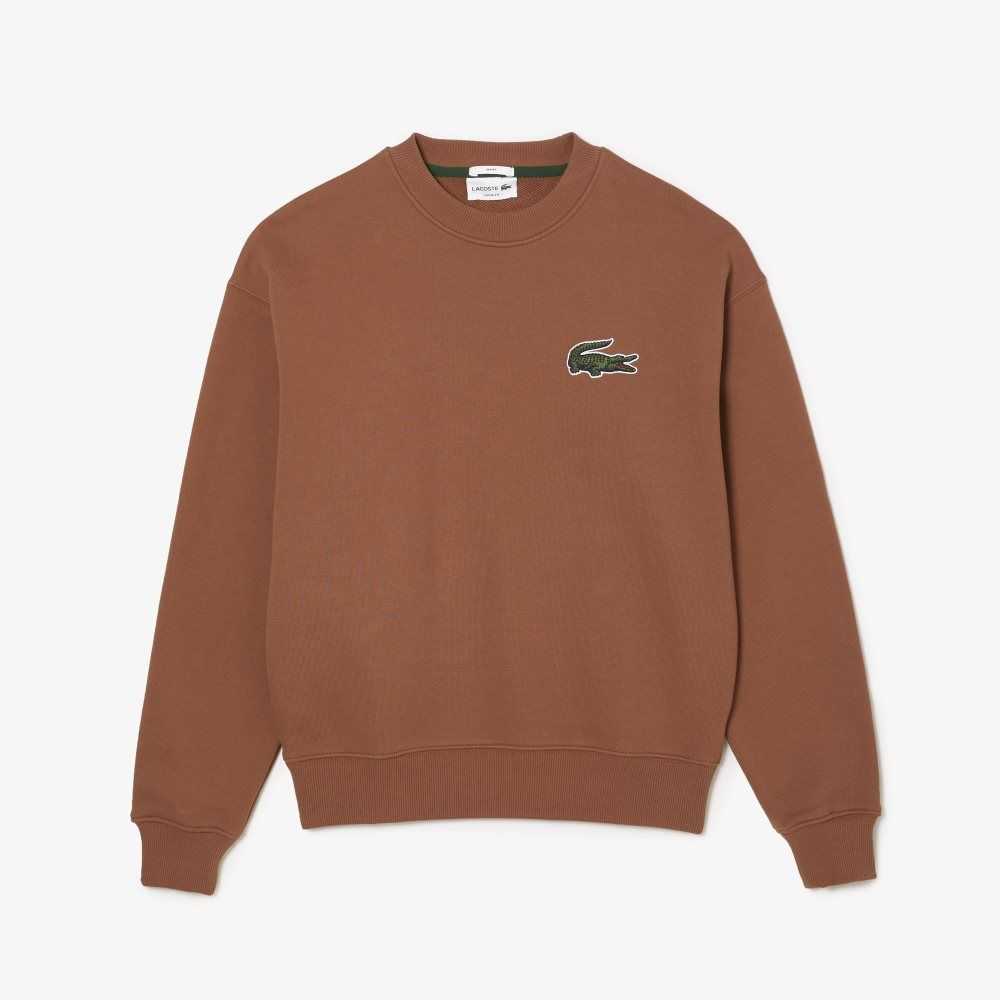 Light Brown Lacoste Loose Fit Crocodile Badge Sweatshirt | XGKSYQ-793