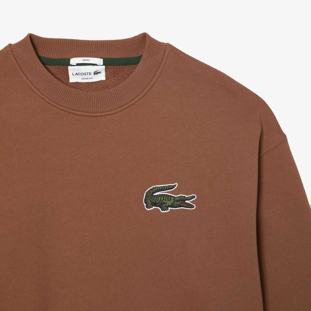 Light Brown Lacoste Loose Fit Crocodile Badge Sweatshirt | XGKSYQ-793