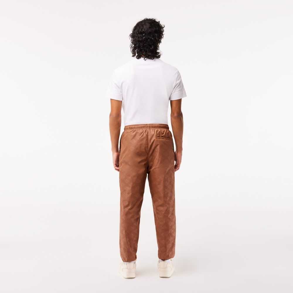 Light Brown Lacoste Monogram Print Track Pants | JTIKBL-021