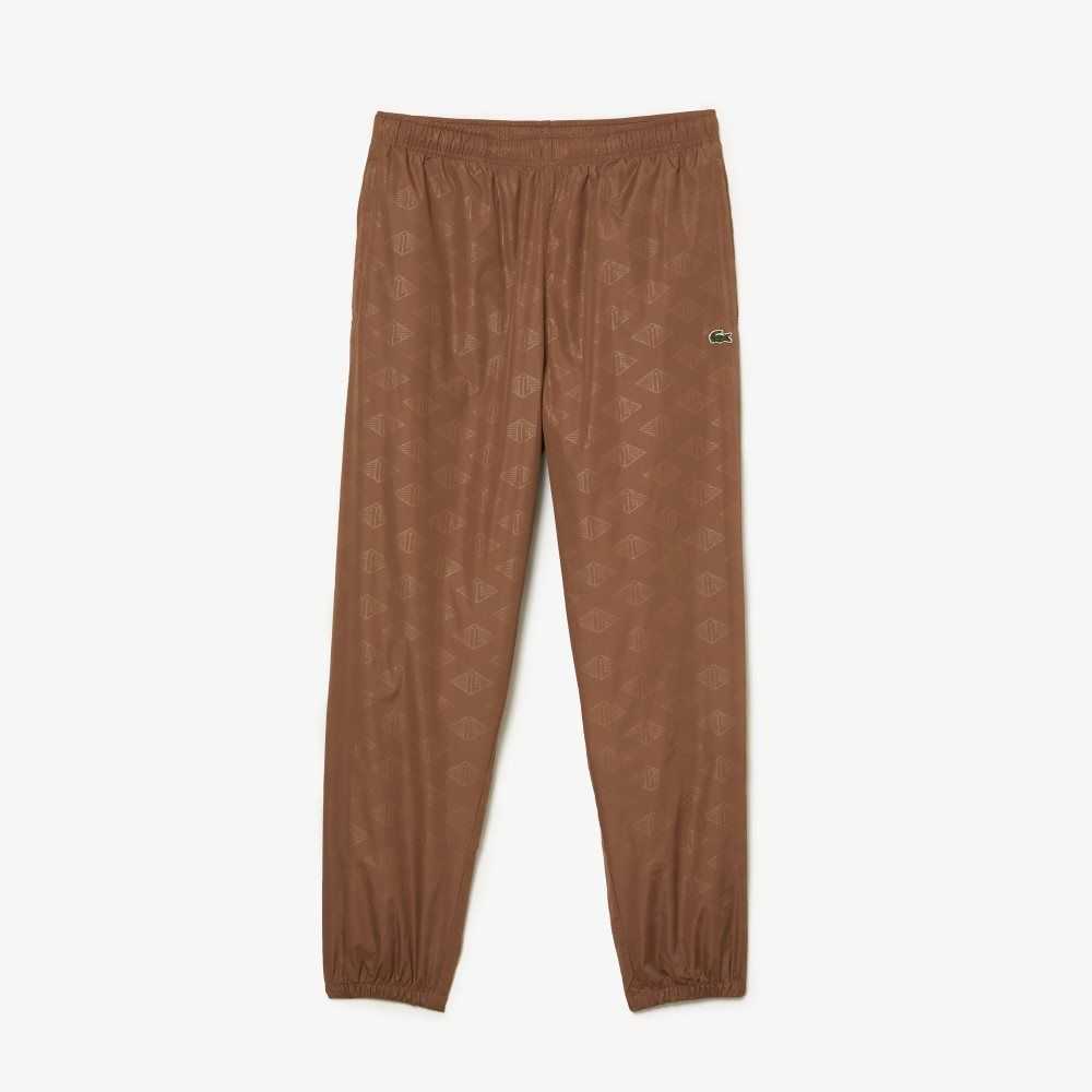 Light Brown Lacoste Monogram Print Track Pants | JTIKBL-021