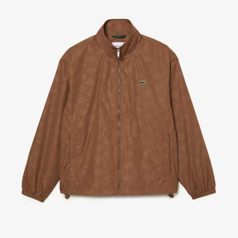 Light Brown Lacoste Monogram Print Track Jacket | VSPWIU-014