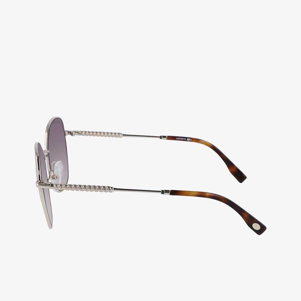 Light Gold Lacoste Oval Metal Neoheritage Sunglasses | LFXGWB-672