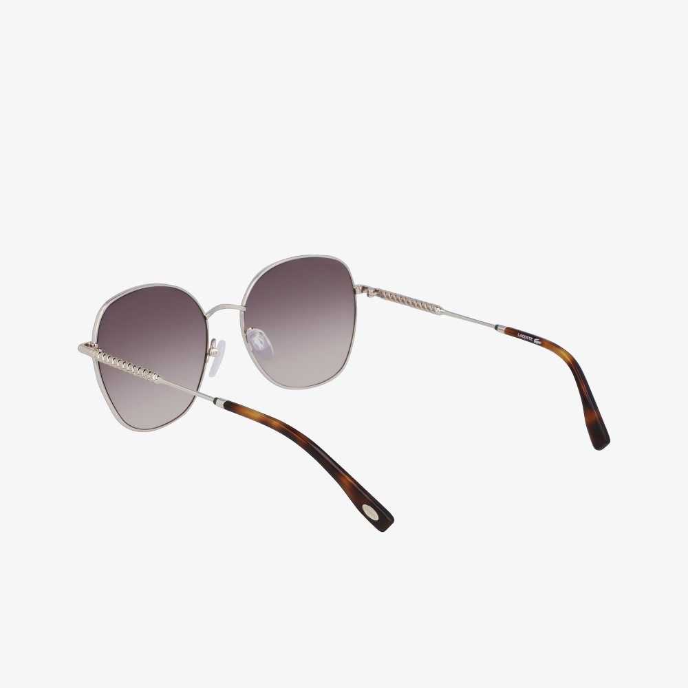 Light Gold Lacoste Oval Metal Neoheritage Sunglasses | LFXGWB-672