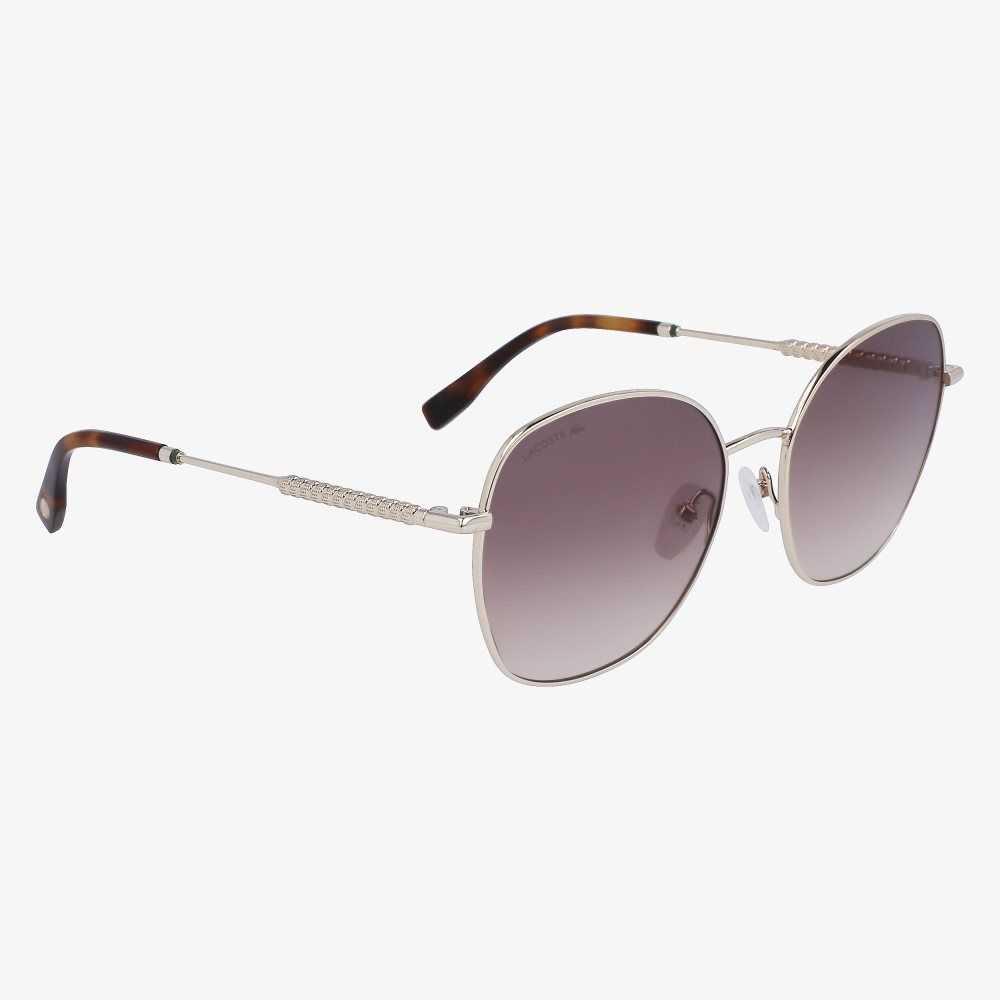 Light Gold Lacoste Oval Metal Neoheritage Sunglasses | LFXGWB-672