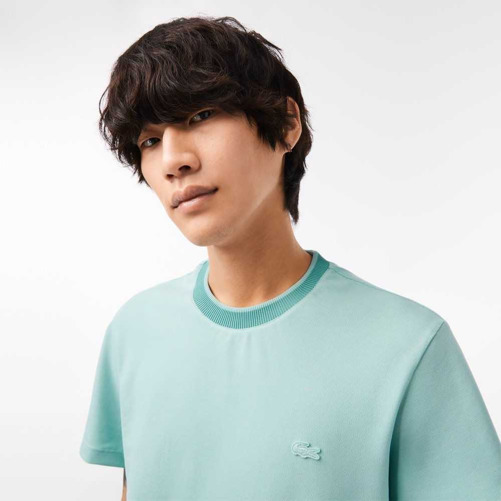 Light Green / Green Lacoste Regular Fit Stretch Pique T-Shirt | TJEXDB-750