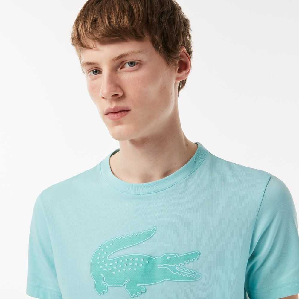 Light Green / Green Lacoste SPORT 3D Print Crocodile Breathable Jersey T-Shirt | UTYMGV-018