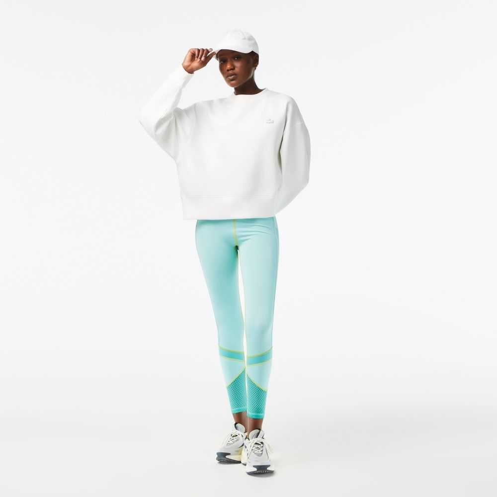 Light Green / Green / Light Green Lacoste SPORT Logo Stripe Leggings | DCBWME-190