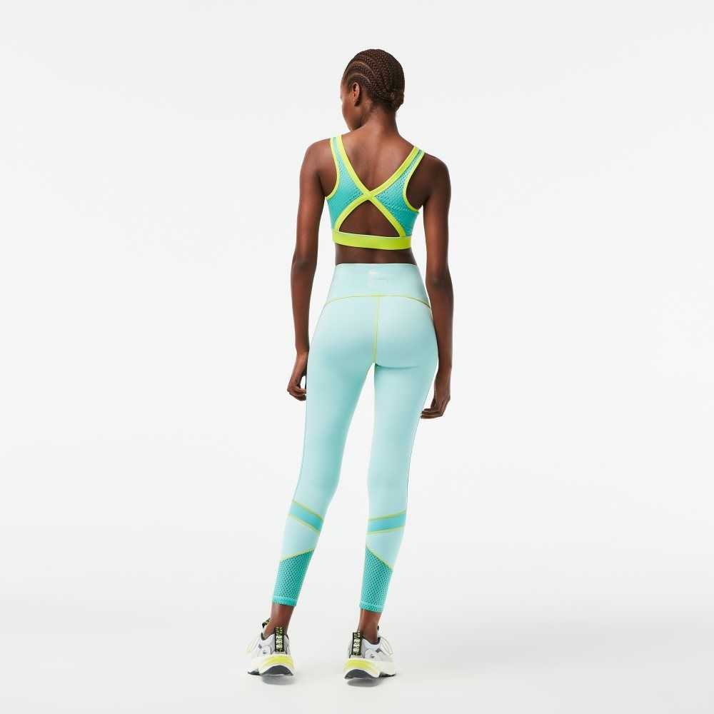 Light Green / Green / Light Green Lacoste SPORT Logo Stripe Leggings | DCBWME-190