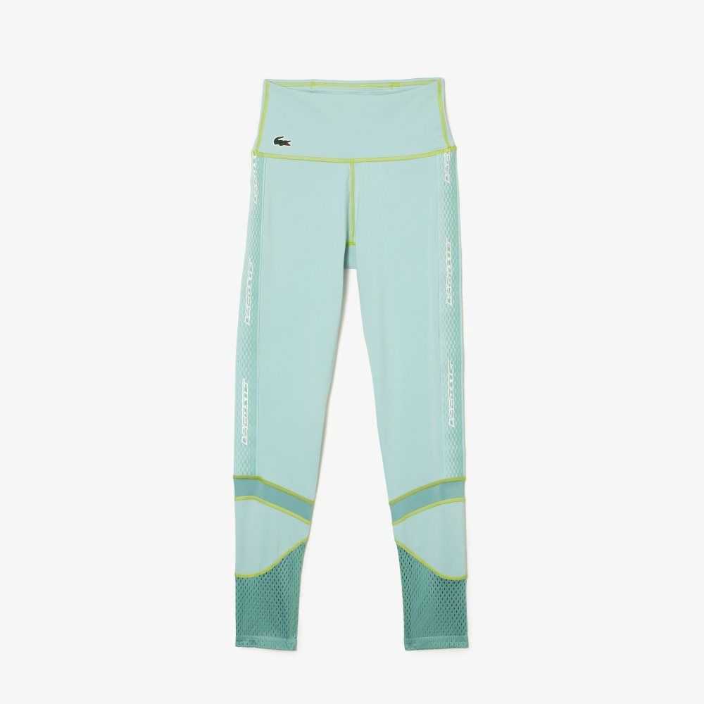 Light Green / Green / Light Green Lacoste SPORT Logo Stripe Leggings | DCBWME-190