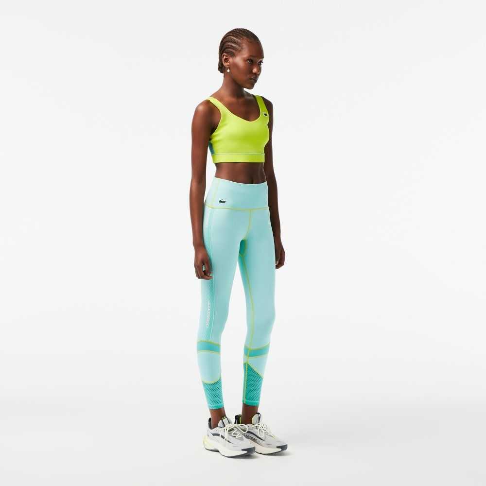 Light Green / Green / Light Green Lacoste SPORT Logo Stripe Leggings | DCBWME-190