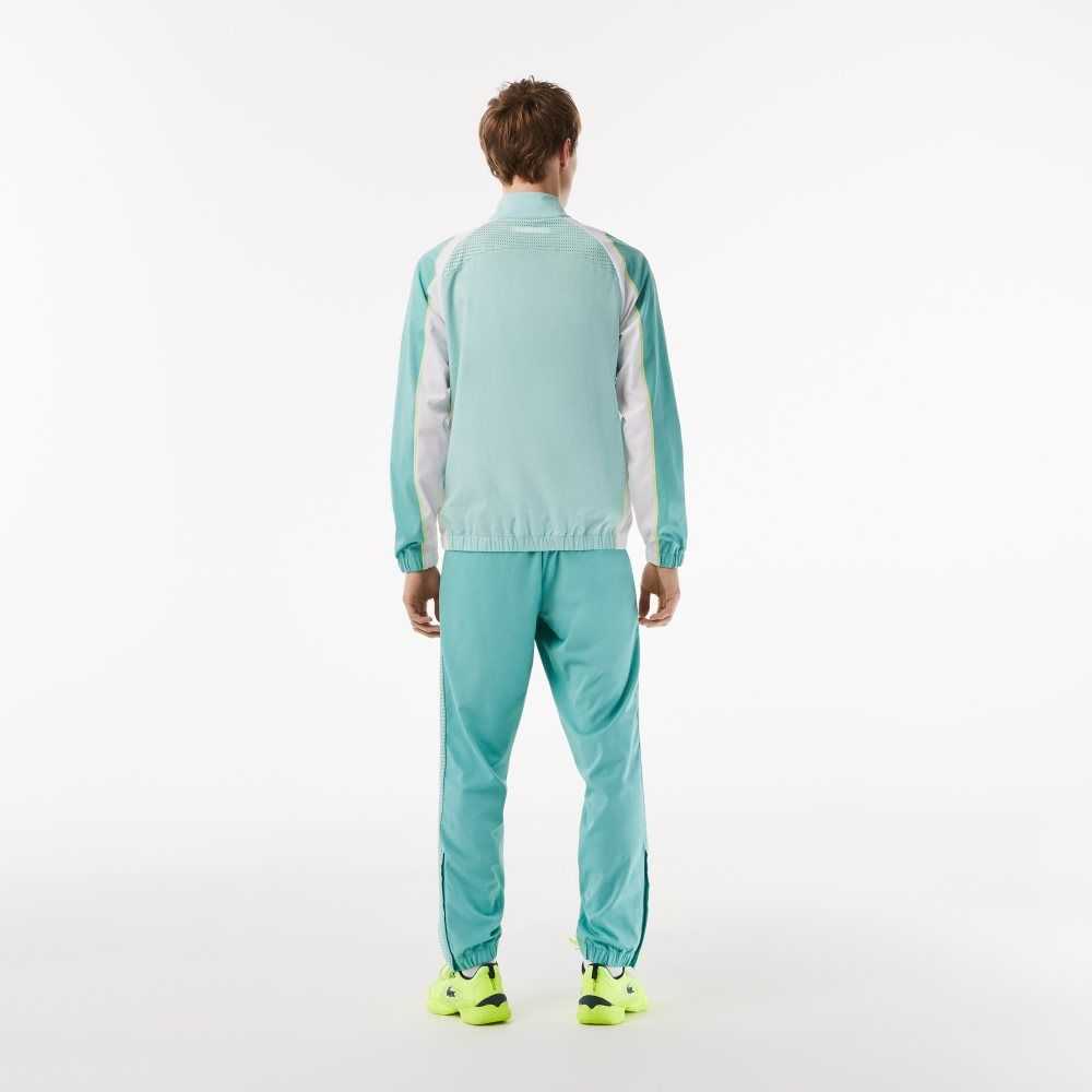 Light Green / Green / White / Yellow Lacoste Tennis High-Neck Jogger Set | SOHCUZ-176