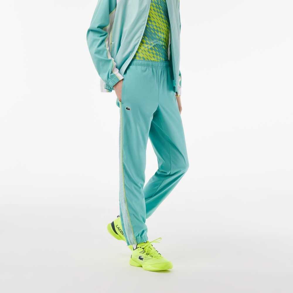 Light Green / Green / White / Yellow Lacoste Tennis High-Neck Jogger Set | SOHCUZ-176