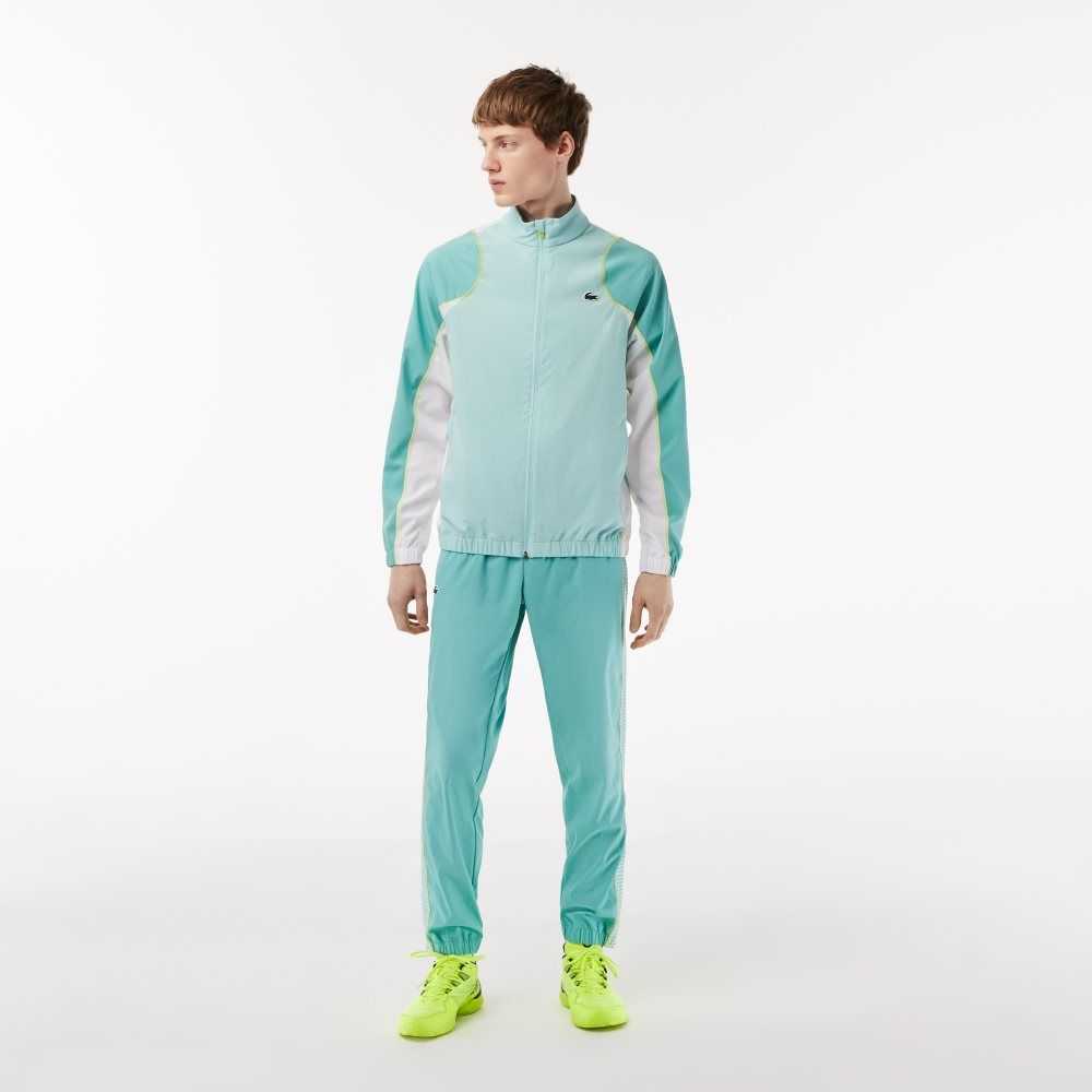 Light Green / Green / White / Yellow Lacoste Tennis High-Neck Jogger Set | SOHCUZ-176