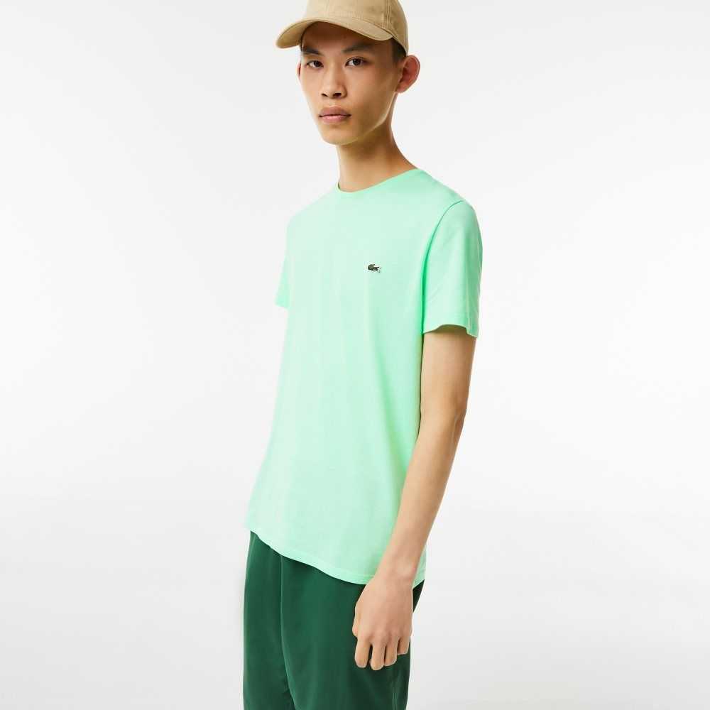 Light Green Lacoste Crew Neck Pima Cotton Jersey T-Shirt | XKAZGJ-923