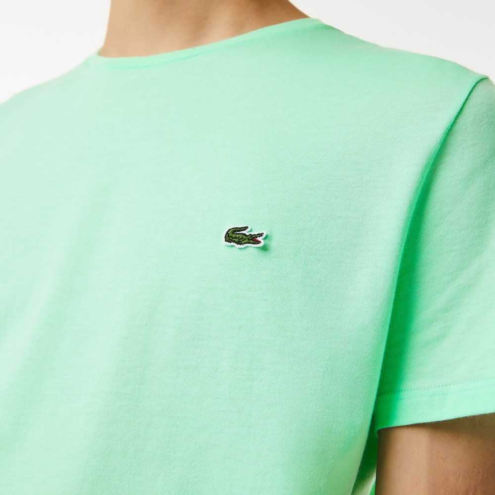 Light Green Lacoste Crew Neck Pima Cotton Jersey T-Shirt | XKAZGJ-923