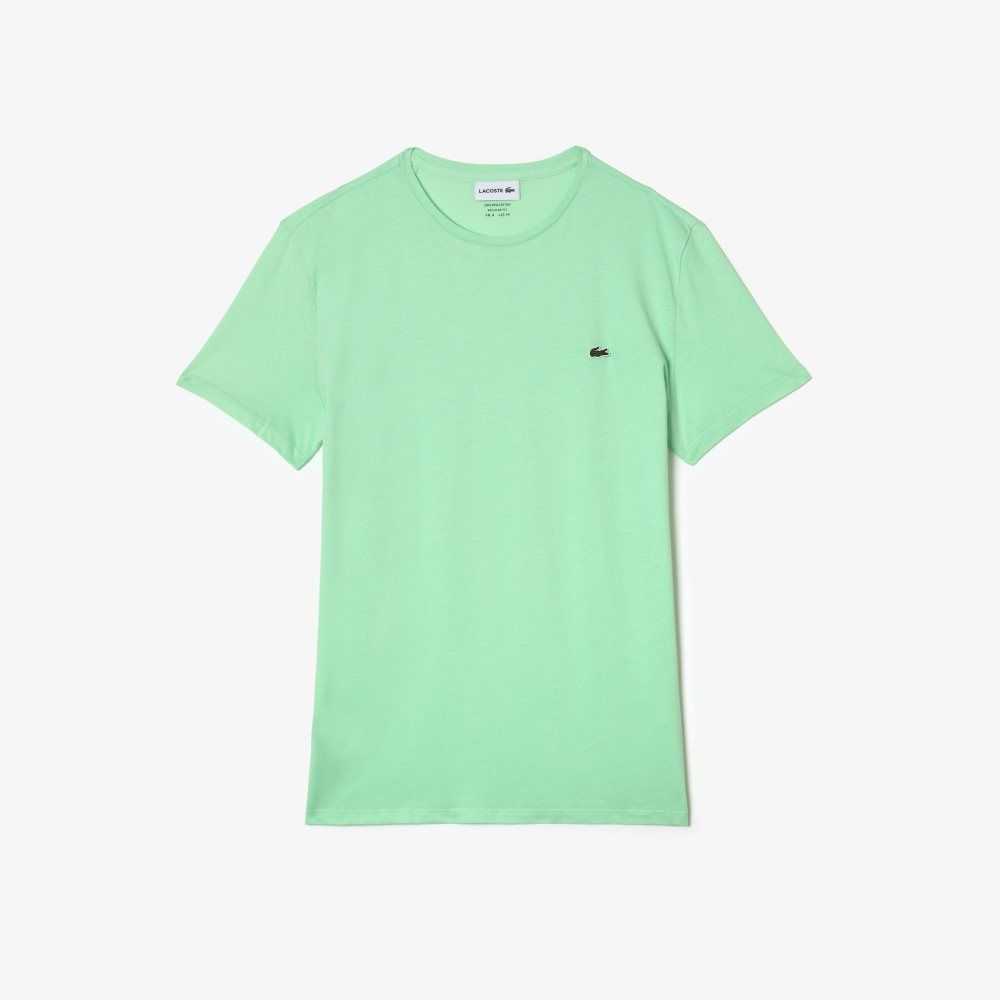 Light Green Lacoste Crew Neck Pima Cotton Jersey T-Shirt | XKAZGJ-923