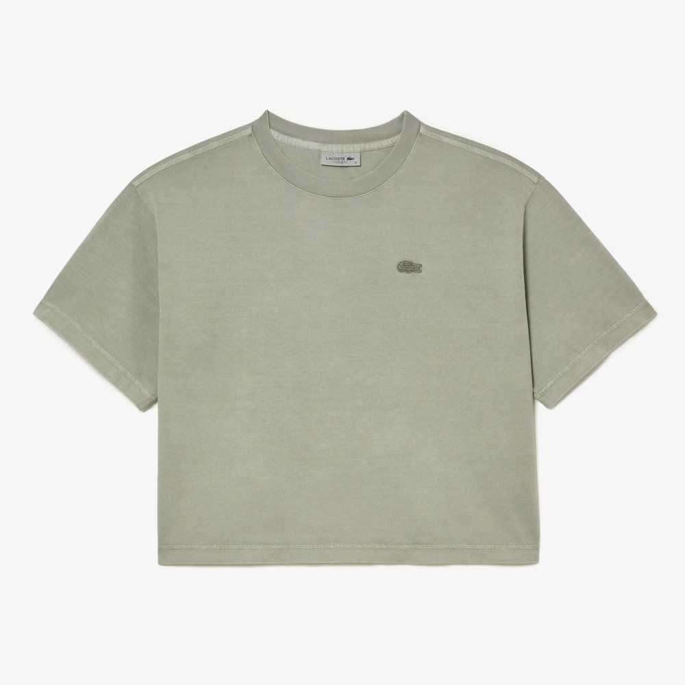 Light Green Lacoste Oversized Organic Cotton T-Shirt | AOQVXB-915