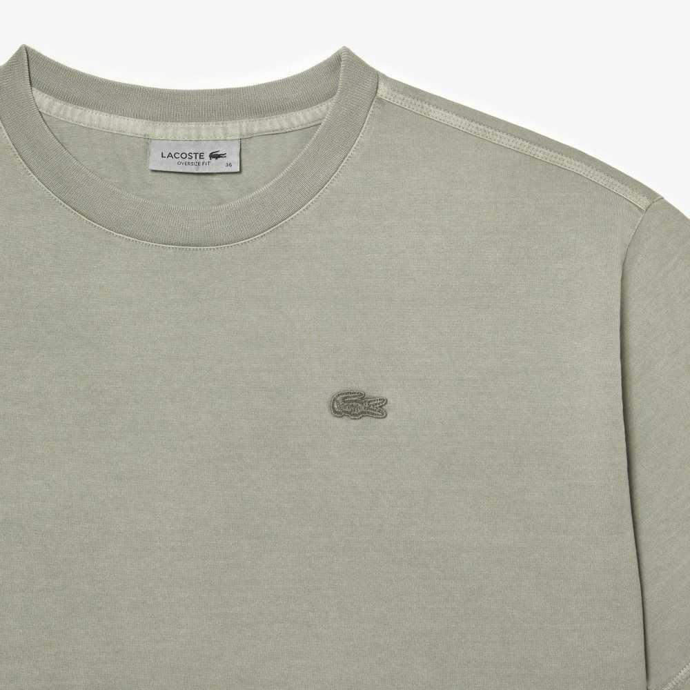 Light Green Lacoste Oversized Organic Cotton T-Shirt | AOQVXB-915