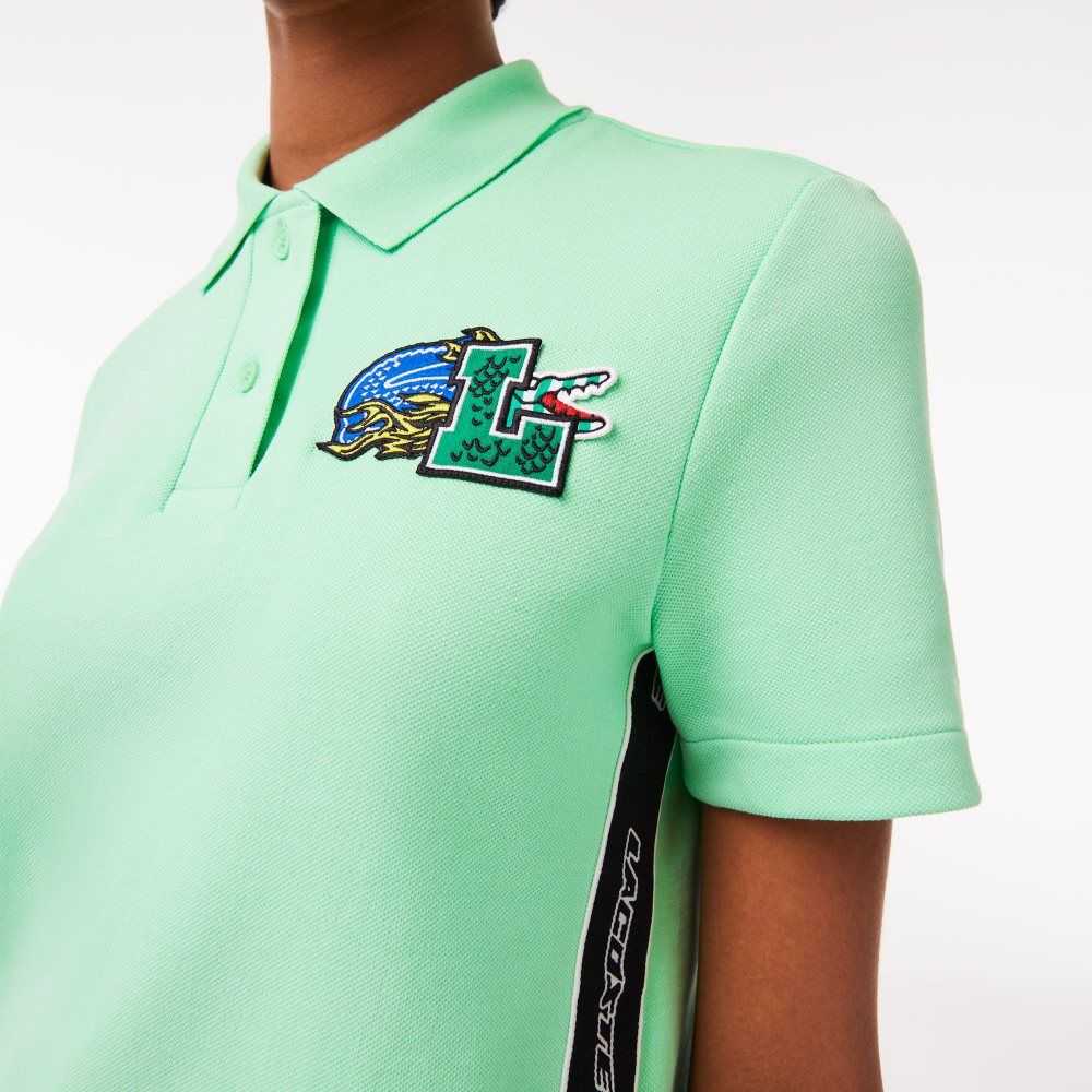 Light Green Lacoste Regular Fit Comic Badge Polo | SBHXDP-276