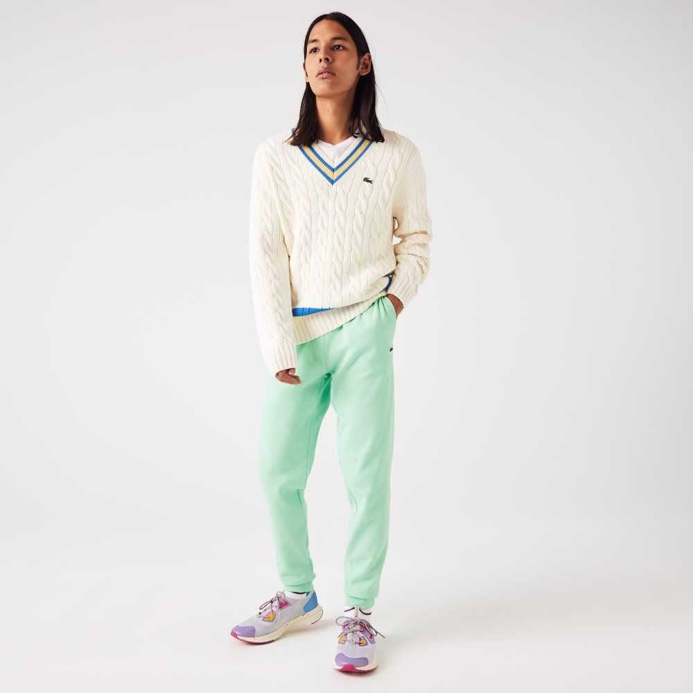 Light Green Lacoste Tapered Fit Fleece Trackpants | JYUKBG-465