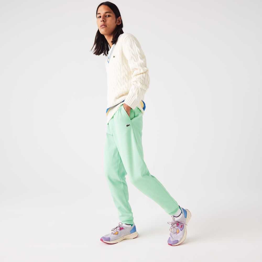 Light Green Lacoste Tapered Fit Fleece Trackpants | JYUKBG-465