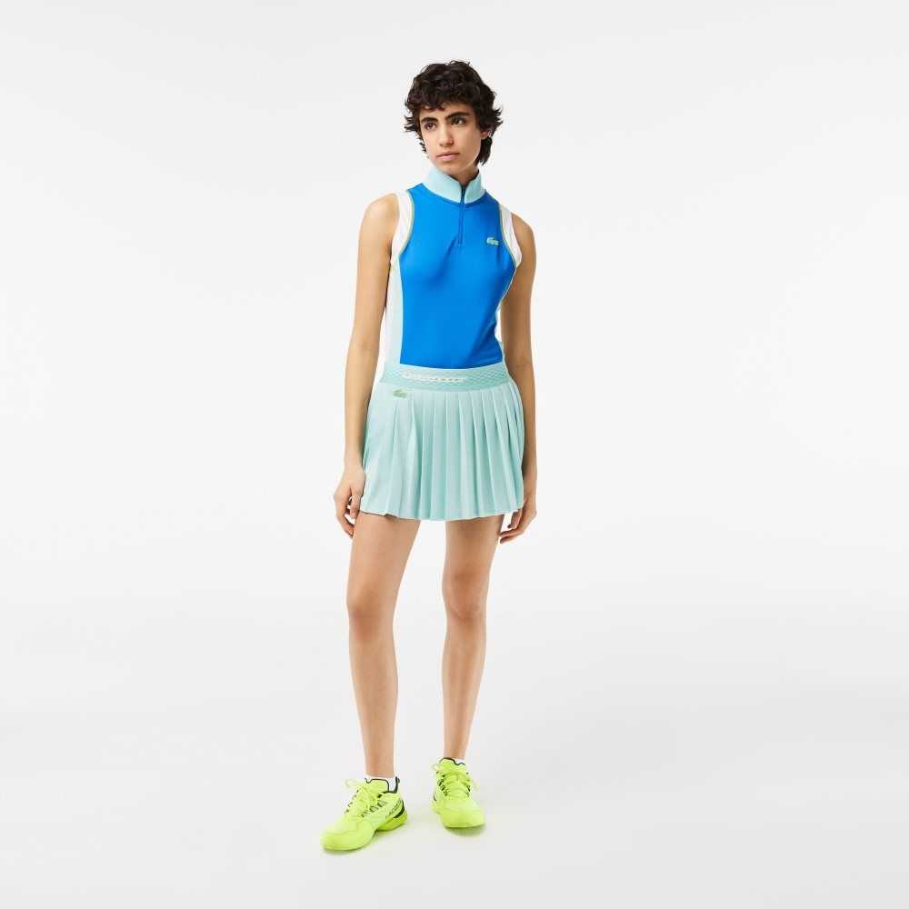 Light Green / Yellow Lacoste Tennis Pleated Skirts with Built-in Shorts | PHFZLT-427