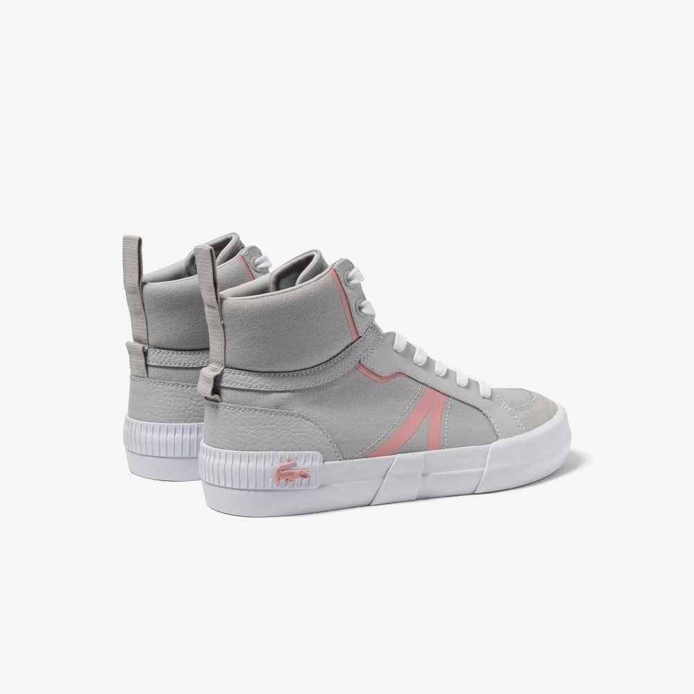 Light Grey/Pink Lacoste L004 Mid Sneakers | FODLEN-208