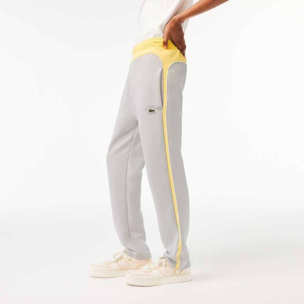 Light Grey / Yellow / White Lacoste Colorblock Organic Cotton Track Pants | INHUJD-681