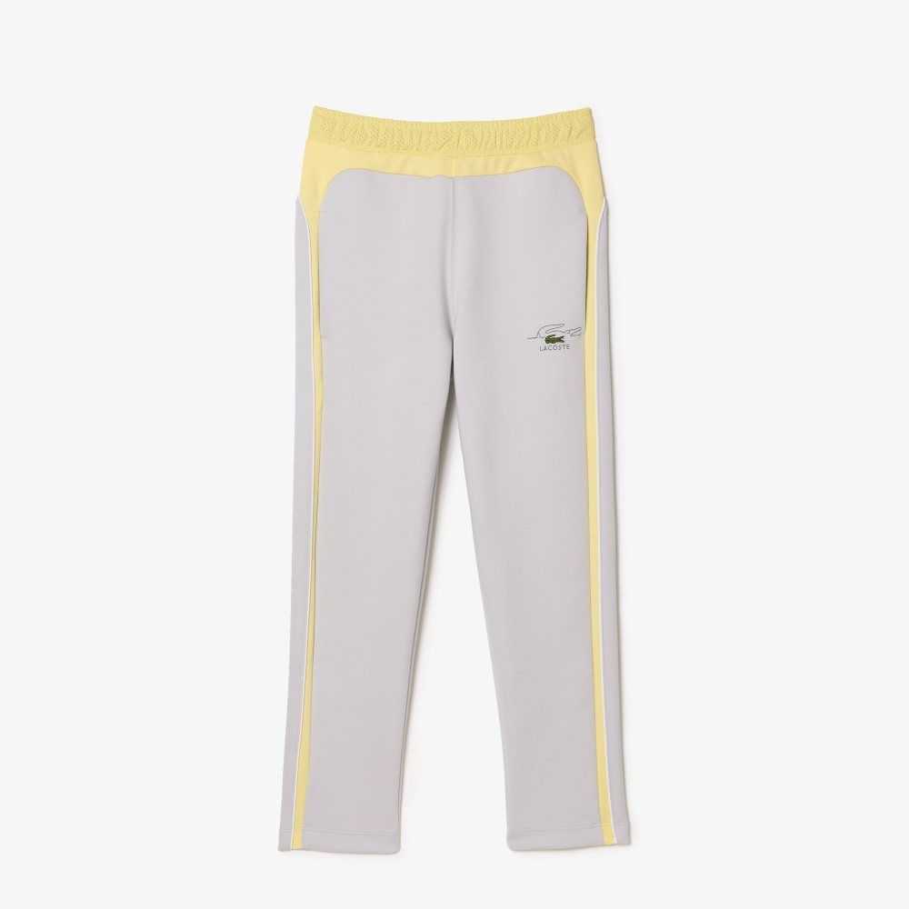 Light Grey / Yellow / White Lacoste Colorblock Organic Cotton Track Pants | INHUJD-681