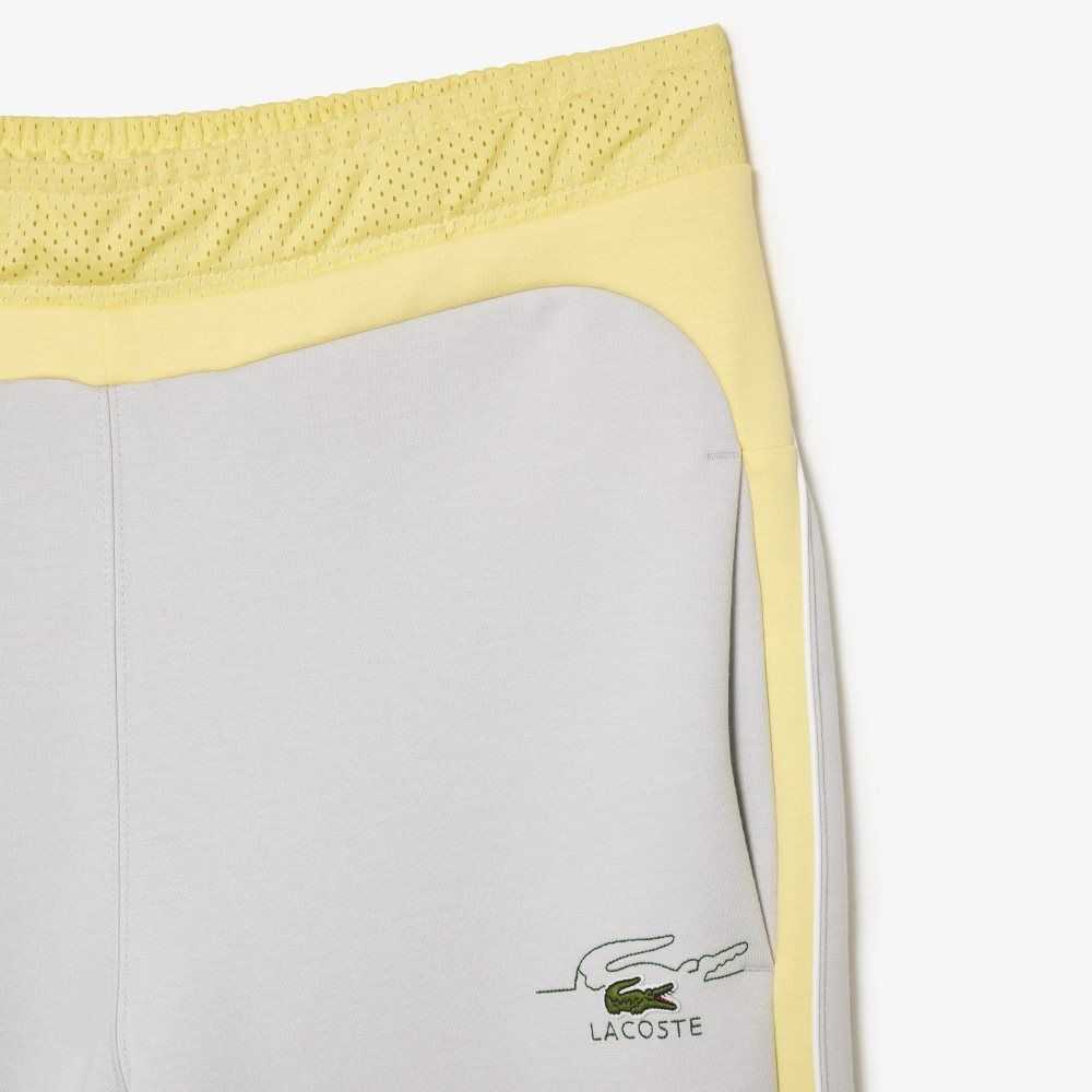 Light Grey / Yellow / White Lacoste Colorblock Organic Cotton Track Pants | INHUJD-681