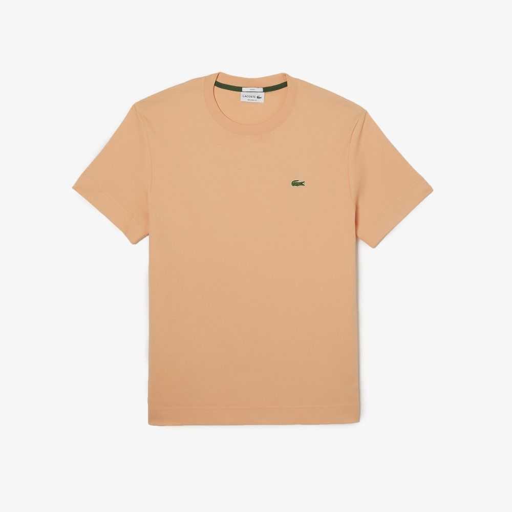 Light Orange Lacoste Crew Neck Organic Cotton T-Shirt | RJHAXF-064