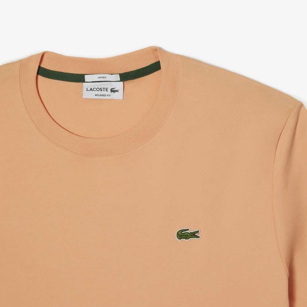 Light Orange Lacoste Crew Neck Organic Cotton T-Shirt | RJHAXF-064