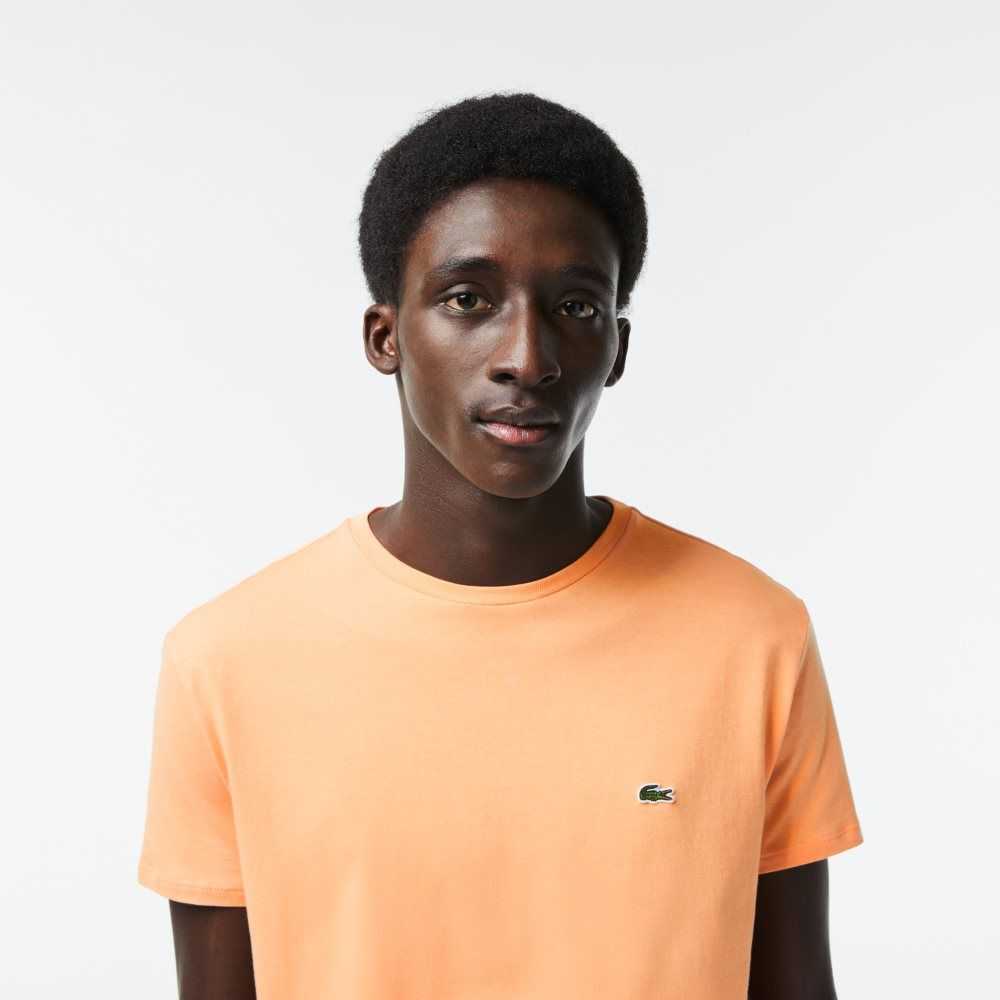 Light Orange Lacoste Crew Neck Pima Cotton Jersey T-Shirt | WHFOUA-928