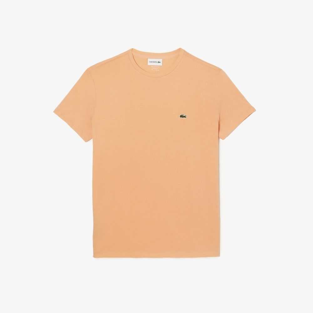 Light Orange Lacoste Crew Neck Pima Cotton Jersey T-Shirt | WHFOUA-928