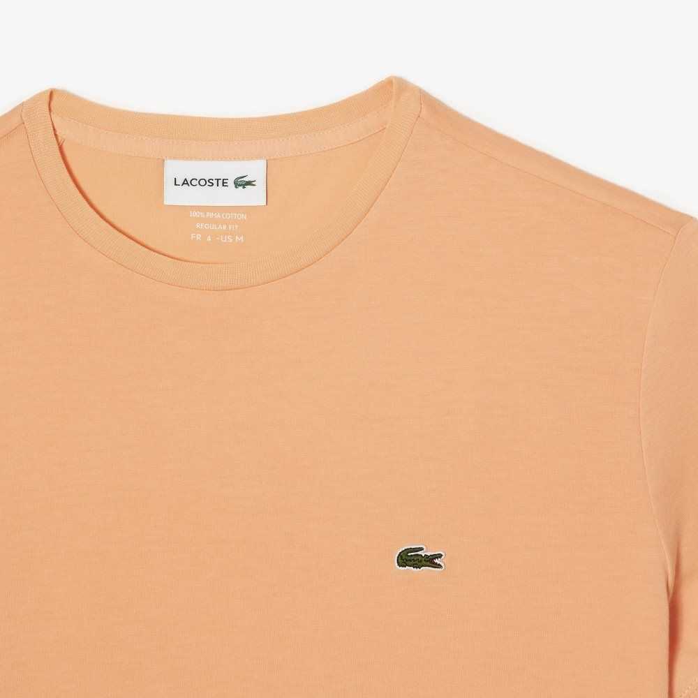 Light Orange Lacoste Crew Neck Pima Cotton Jersey T-Shirt | WHFOUA-928